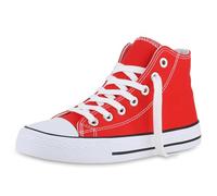 VAN HILL Herren Sneaker High Schnürer Bequeme Basic Freizeit Stoff Schuhe 611608 Rot 37