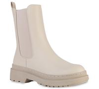 Van Hill VAN HILL Damen Leicht Gefütterte Plateau Boots Profil-Sohle Schuhe 839380 beige 37