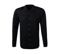 van Laack Slim Fit Wollhemd blau, Einfarbig