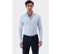 van Laack Meisterwerk Slim Fit Jerseyhemd blau, Gemustert
