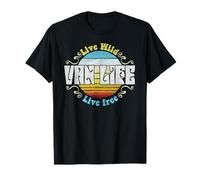 Van Life - Live Wild Live Free - Vintage Hippie Camper Van T-Shirt