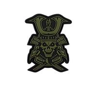 Van Os Emblem 3D Rubber Patch Samurai Skull Abzeichen 8,5 x 6,2 cm PVC grün