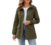 Vancavoo Übergangsjacke Damen Jacke Kurzmantel Herbstjacke aus Baumwolle | Leichter Frühjahrsjacke mit Taillenkordelzug, Reißverschluss und Taschen für Frühling, Herbst und Alltag