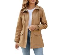 Vancavoo Übergangsjacke Damen Jacke Kurzmantel Herbstjacke aus Baumwolle | Leichter Frühjahrsjacke mit Taillenkordelzug, Reißverschluss und Taschen für Frühling, Herbst und Alltag