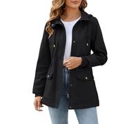 Vancavoo Übergangsjacke Damen Jacke Kurzmantel Herbstjacke aus Baumwolle | Leichter Frühjahrsjacke mit Taillenkordelzug, Reißverschluss und Taschen für Frühling, Herbst und Alltag