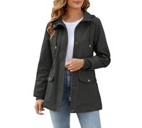 Vancavoo Übergangsjacke Damen Jacke Kurzmantel Herbstjacke aus Baumwolle | Leichter Frühjahrsjacke mit Taillenkordelzug, Reißverschluss und Taschen für Frühling, Herbst und Alltag