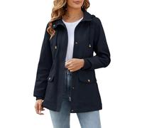 Vancavoo Übergangsjacke Damen Jacke Kurzmantel Herbstjacke aus Baumwolle | Leichter Frühjahrsjacke mit Taillenkordelzug, Reißverschluss und Taschen für Frühling, Herbst und Alltag