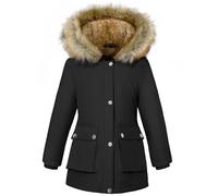 Vancavoo Winterjacke Mädchen Warmer Kinderparka Wintermantel mit Kapuze | Parka Kinder Mantel Wasserabweisend mit Fleecefutter, Taschen, Elastikbündchen und Doppelverschluss