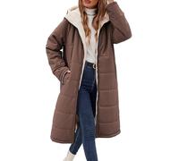 Vancavoo Wintermantel Damen Lang Winterjacke Warm Gefüttert Winterparka Winter Jacke Mantel Parka Steppmantel Daunenmantel mit Kapuze,Kaffee,L