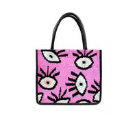 Vanelion-Taschenwelt Große Tragetasche aus Leder & Seide - Abby, handgefertig, luxuriöse Seide & strapazierfähiges Leder, stilvolles Pink Eye Design, hochwertiges Lederfutter, geräumig & modisch