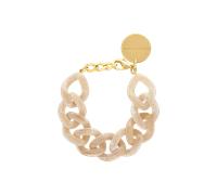 Vanessa Baroni Armband Flat Chain, honey marble, vergoldet