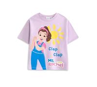 Vanilla Underground Ms Rachel Mädchen-T-Shirt mit pinkfarbenem Grafikprint | Kurzarm-T-Shirt mit Rundhalsausschnitt und Clap Clap-Motiv | Top mit Cartoon-Motiv für Kinder | Unisex-Kinder-Streetwear
