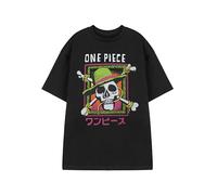 Vanilla Underground One Piece Skull Herren Schwarzes T-Shirt | Kurzarm-Top mit grafischem T-Shirt | Piraten-Anime-Schädel-Design | Baumwoll-Rundhalsshirt