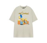 Vanilla Underground The Simpsons Beiges Grafik-T-Shirt für Herren | Pull&Bear Kurzarm-TV-Show-T-Shirt | Lässiges Baumwolloberteil mit Rundhalsausschnitt
