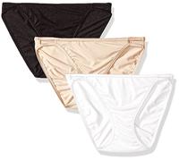 Vanity Fair Damen 3 Pack Illumination String Bikini Panty 18308 Bikiniunterwäsche, Star White/Rose Beige/Midnight Black, Large (7 US) (3er Pack)