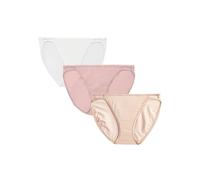 Vanity Fair Damen Illumination String Panty 18108 Unterwäsche im Bikini-Stil, 3er-Pack-Weiß/Quarz/Beige, 34