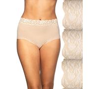 Vanity Fair Damen Schmeichelhafte Spitzenhöschen: leicht und seidig mit überlegenem Stretch Unterwäsche, 3er-Pack, neutral, 6