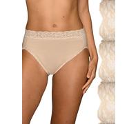 Vanity Fair Women's Flattering Lace Panties, Hi Cut-3 Pack-Neutral/Neutral/Neutral Stripe, 8