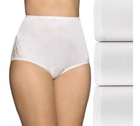 Vanity Fair Women's Perfectly Yours Traditional Nylon Brief Panties, Lace - 3 Pack - Star White, 9