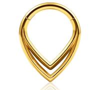 Vankula Septum Clicker Hinged Segmentring 316L Edelstahl 10mm 16g Nasenpiercing Ring Cartilage Rook Daith Tragu Piercing Schmuck für Frauen und Männer Gold Silber