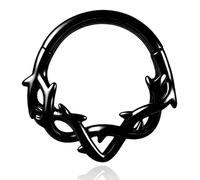 Vankula Septum Clicker Hinged Segmentring 316L Edelstahl 8mm 16g Nasenpiercing Ring Dornen Cartilage Rook Daith Tragu Piercing Schmuck für Frauen und Männer Schwarz