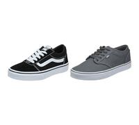 Vans Herren Atwood Sneaker, (Canvas) Pewter/White, 44 EU Damen Doheny Schwarz ((Canvas) Black/Black 186), 38.5