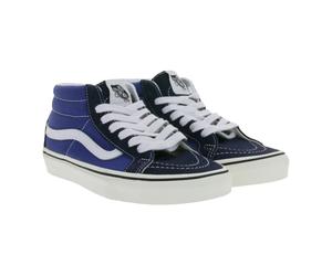 VANS SK-8 Mid Reissure Damen Echtleder-Sneaker Mid-Top Schuhe im Old-School-Design Skater-Schuhe Gummi-Waffelsohle VN0A391F5TU Blau/Weiß 37