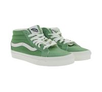 VANS SK-8 Mid Reissure Damen & Herren Echtleder-Sneaker Mid-Top Schuhe im Old-School-Design Skater-Schuhe Gummi-Waffelsohle VN0A391FV0N Grün/Weiß 37