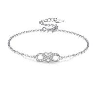 VANSZA Armband Damen 925 Sterling Silber Armbänder Infinity Herz Symbol Armband Geschenk für Frauen mit Geschenkbox (Silber)