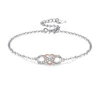 VANSZA Armband Damen 925 Sterling Silber Armbänder Infinity Herz Symbol Armband Geschenk für Frauen mit Geschenkbox (Silber und Roségold)