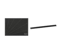 Vantage Schneidematte A2 (45 x 60 cm, selbstheilend, beidseitig nutzbar, mit Raster) schwarz & Dahle 10684 Schneidelineal (45 cm, aus Aluminium, hohe Griffleiste, rutschsicher) schwarz