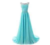 Vantexi Damen Glitzer Formale Abendkleid Ballkleid Chiffon Lange Kleider Türkis Größe 32
