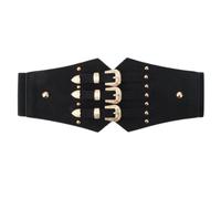 VANTOBEST Damen-Korsett, Taillengürtel, gebundener Gürtel, Vintage, breiter Ledergürtel, Retro-Gürtel, Kostüm, Stretch-Taillengürtel für Kleid, Mantel, Hemd, Cosplay, Schwarz, Schwarz , 75 cm