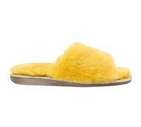 Vanuba - Damen Hausschuhe Anoa 37 EU, Lammfell Pantoletten, Leder Badelatschen, Wolle, Bequeme Lammfell-Hausschuhe, Handgemacht - Mustard
