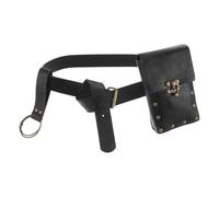 VANZACK Steampunk Piraten Gürteltasche aus PU mit Zinklegierung Mittelalterliche Renaissance Bauchtasche für Cosplay und Sport Geräumige Handytasche In Schwarz