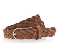 Vanzetti Damen Gürtel Leder geflochten Rindleder Damengürtel 25 mm Ledergürtel schmal (80, Cognac)