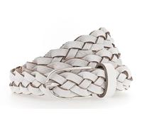 Vanzetti Damen Gürtel Leder geflochten Rindleder Damengürtel 25 mm Ledergürtel schmal (80, Weiß)