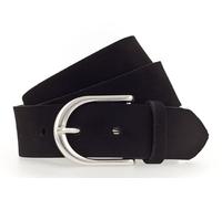 Vanzetti Gürtel Velours-Damengürtel 35 mm schlichte Dornschließe in glänzendem Silber 80 cm Schwarz