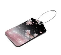 VAPOKF Cherry Blossom Glitter Gepäckanhänger, Koffer-ID-Tag-Set, Handtaschenetiketten, Reisezubehör für aufgegebenes Gepäck, Handgepäck und Handtaschen