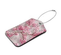 VAPOKF Cherry Blossom Marmor Gepäckanhänger PU Leder Gepäckanhänger für Koffer Gepäcketiketten mit Namensausweis Auffällig Langlebig Reisezubehör