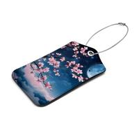 VAPOKF Cherry Blossom Moon Gepäckanhänger, Gepäckanhänger aus Leder, Gepäckanhänger für Koffer, Reisegepäckanhänger mit Namensausweis für Gepäck, Kreuzfahrt, wasserdichtes Reisezubehör