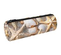 VAPOKF Federmäppchen aus Segeltuch, Motiv: Sand, Seestern, Muscheln, für Stifte, Münzen, Kosmetik, Make-up, für Studenten, Schreibwaren, Schule, Büro, Aufbewahrung