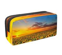 VAPOKF Federmäppchen, Federmäppchen, Schüler-Schreibwaren-Tasche für Teenager, Jungen, Mädchen, Schule, Bürobedarf - Sonnenblumenfeld bei Sonnenuntergang, multi, 2.3x8.2x3.9in/6x21x10cm,