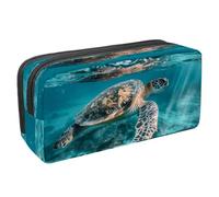VAPOKF Federmäppchen, Federmäppchen, Schüler-Schreibwaren-Tasche für Teenager, Jungen, Mädchen, Schule, Bürobedarf - Schildkröte schwimmen im Ozean, multi, 2.3x8.2x3.9in/6x21x10cm, Taschen-Organizer