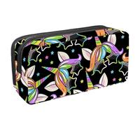 VAPOKF Federmäppchen, Federmäppchen, Schüler-Schreibwaren-Tasche für Teenager, Jungen, Mädchen, Schule, Bürobedarf - Sternform, Brille, Einhorn, multi, 2.3x8.2x3.9in/6x21x10cm, Taschen-Organizer