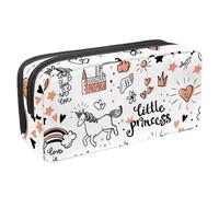 VAPOKF Federmäppchen, Federmäppchen, Schüler-Schreibwaren-Tasche für Teenager, Jungen, Mädchen, Schule, Bürobedarf - Doodle Unicorn Rainbow und Blumen, multi, 2.3x8.2x3.9in/6x21x10cm,