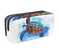 VAPOKF Federmäppchen, Federmäppchen, Schüler-Schreibwaren-Tasche für Teenager, Jungen, Mädchen, Schule, Bürobedarf - Schildkröte schwimmen im blauen Meer, multi, 2.3x8.2x3.9in/6x21x10cm,