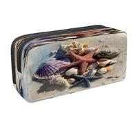 VAPOKF Federmäppchen, Federmäppchen, Schüler-Schreibwaren-Tasche für Teenager, Jungen, Mädchen, Schule, Bürobedarf, Seestern, Muscheln, Sand