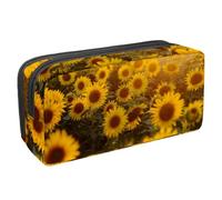 VAPOKF Federmäppchen, Federmäppchen, Schüler-Schreibwaren-Tasche für Teenager, Jungen, Mädchen, Schule, Bürobedarf - Sonnenuntergang Sonnenblumenfeld, multi, 2.3x8.2x3.9in/6x21x10cm, Taschen-Organizer