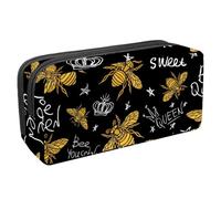 VAPOKF Federmäppchen, Federmäppchen, Schüler-Schreibwaren-Tasche für Teenager, Jungen, Mädchen, Schule, Bürobedarf - Goldene Biene und Krone, multi, 2.3x8.2x3.9in/6x21x10cm, Taschen-Organizer